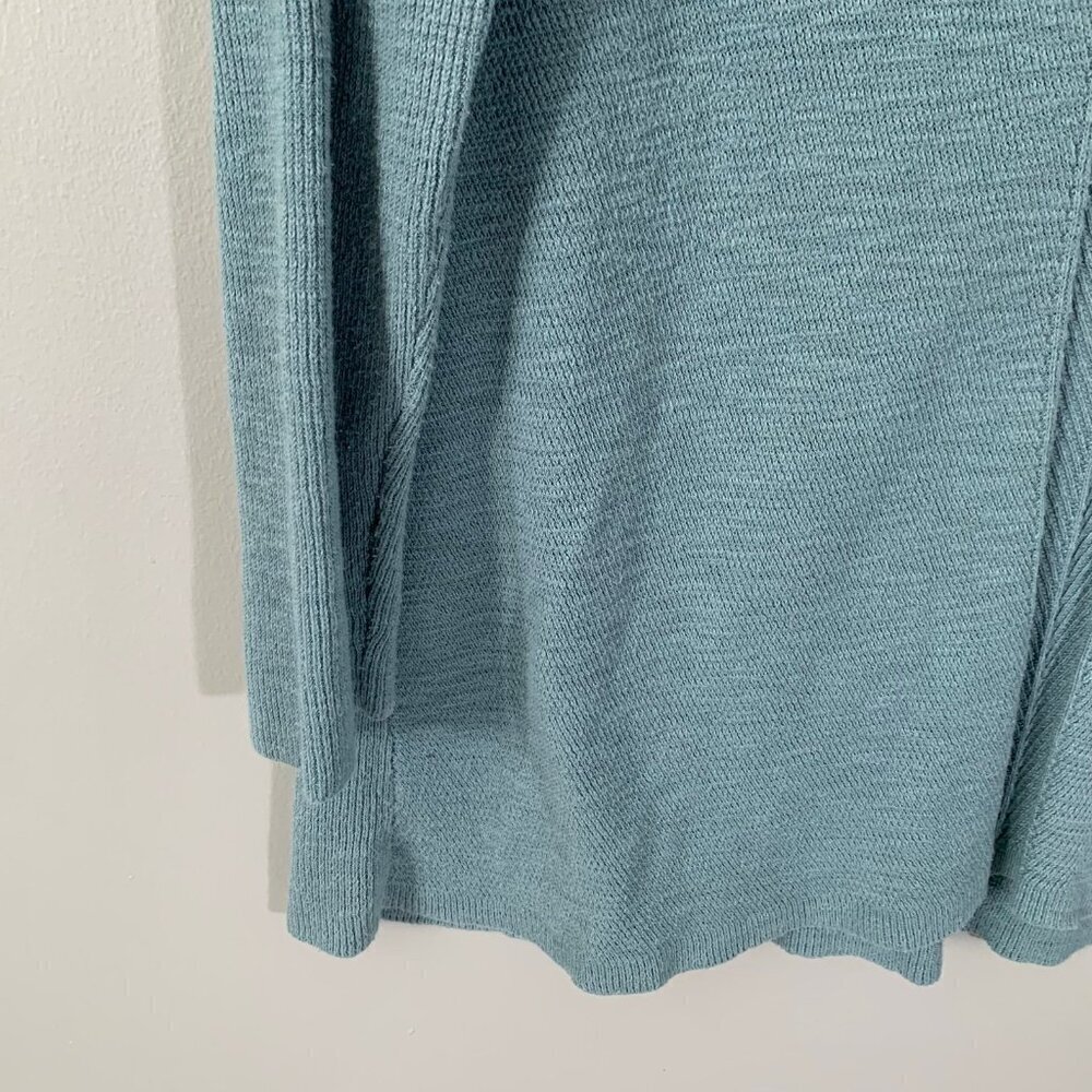J. Jill Women Seafoam Blue Green V-Neck Textured Cotton Blend Knit‎ Sweater L - Picture 2 of 10